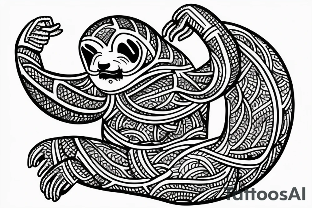 Sloth in meditating position tattoo idea