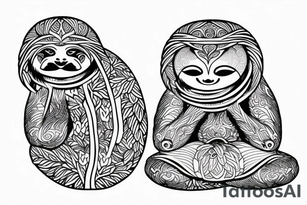 Sloth in meditating position tattoo idea