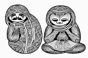 Sloth in meditating position tattoo idea