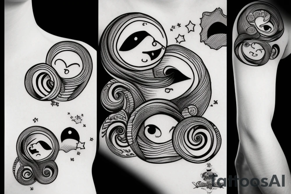 smile on the clouds during the night tattoo idea
