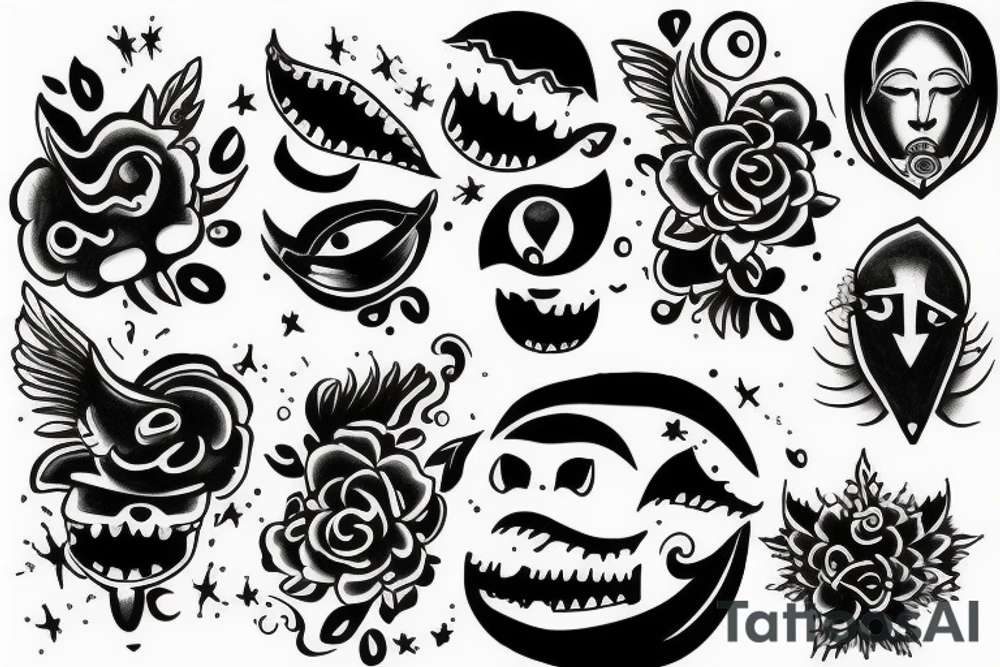 smile on the clouds during the night tattoo idea