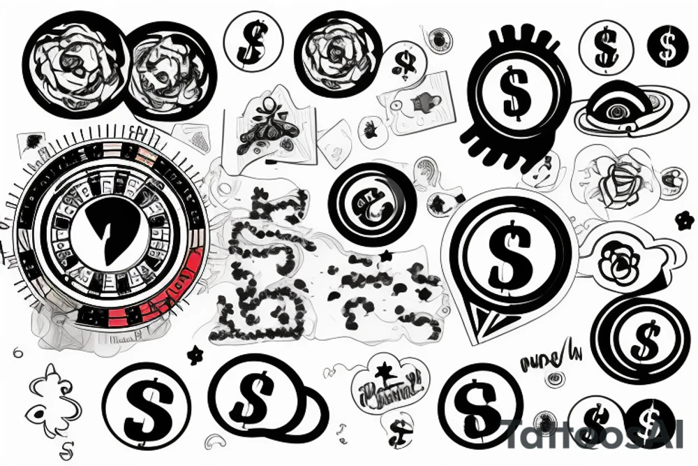 clouds including money roulette and youtube button tattoo idea