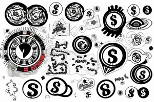 clouds including money roulette and youtube button tattoo idea