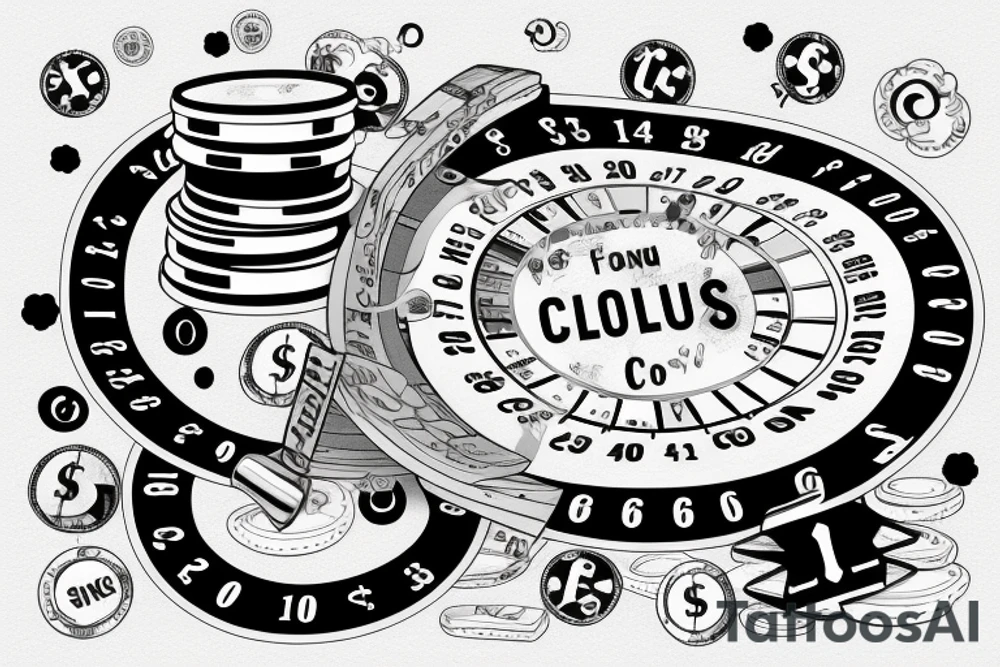 clouds including money roulette and youtube button tattoo idea