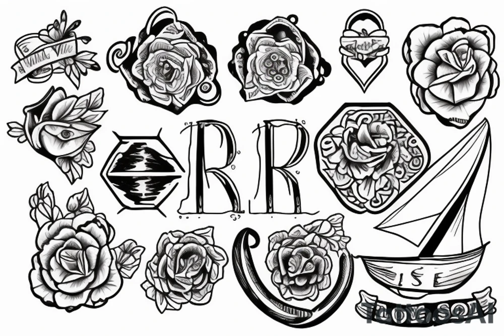 A sleeve tattoo for polyamory, love, create, sail, run, recovery, family tattoo idea