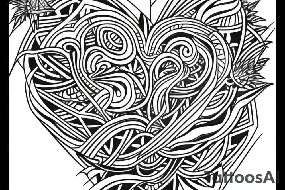 A sleeve representing polyamory, love, sail, recovery, family tattoo idea