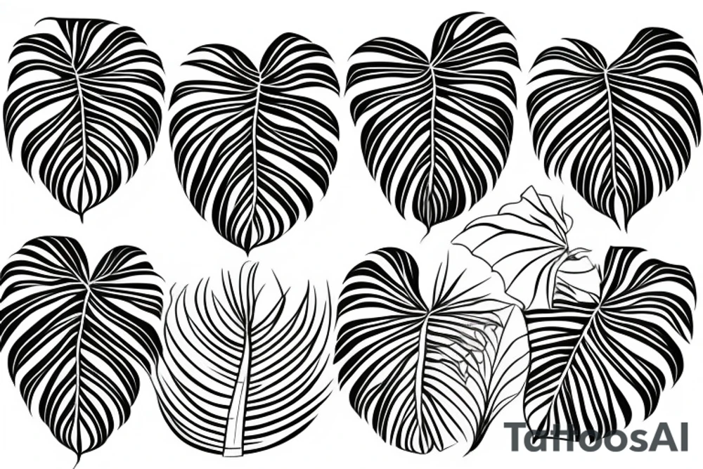 monstera deliciosa, line art, combinde with a world map tattoo idea
