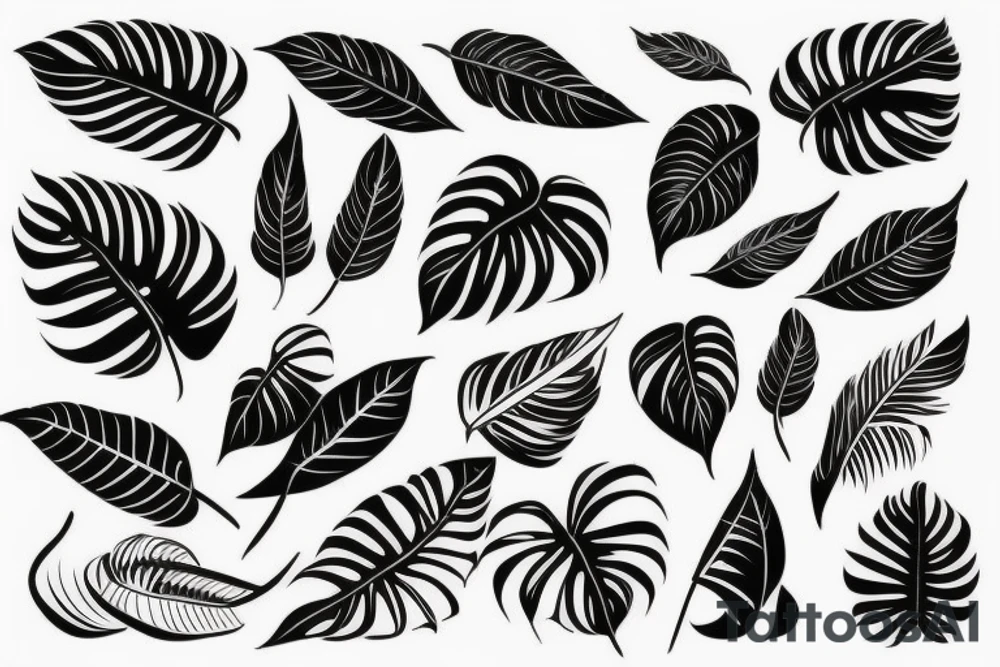 abstrakt, meaningful, symbol, monstera deliciosa, world map, line art tattoo idea