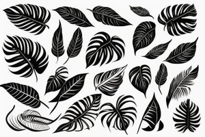 abstrakt, meaningful, symbol, monstera deliciosa, world map, line art tattoo idea