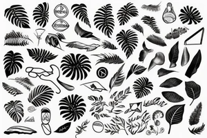 abstrakt, meaningful, symbol, monstera deliciosa, world map, line art tattoo idea