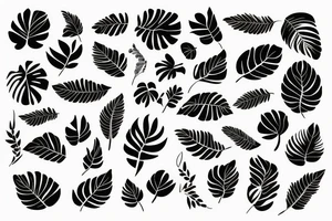 abstrakt, meaningful, symbol, monstera deliciosa, world map, line art tattoo idea