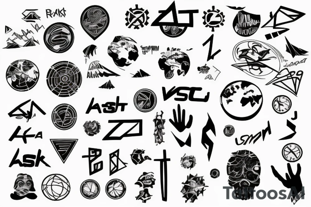 abstrakt, meaningful, symbol, world map, line art tattoo idea