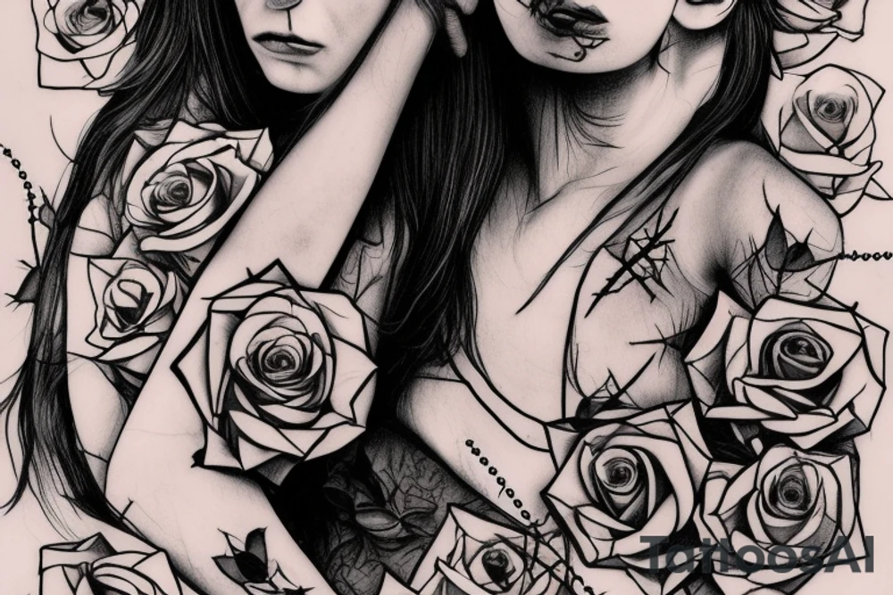 Bridge,guitar,woman,angel,cross,Cross,roses,Thorns,roman numbers,blindfolded woman,roses wrapped around a cross, time, man hanging on the clock time picker tattoo idea