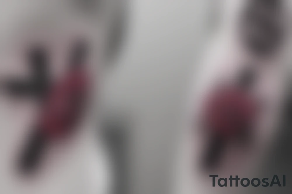 Bridge,guitar,woman,angel,cross,Cross,roses,Thorns,roman numbers,blindfolded woman,roses wrapped around a cross, time, man hanging on the clock time picker tattoo idea