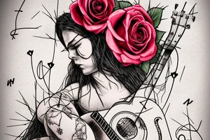 Bridge,guitar,woman,angel,cross,Cross,roses,Thorns,roman numbers,blindfolded woman,roses wrapped around a cross, time, man hanging on the clock time picker tattoo idea