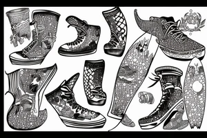 Pond hockey looking over a lake tattoo idea