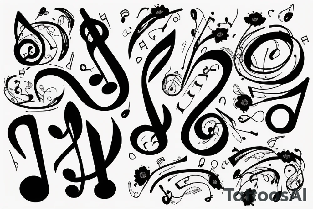 Music note wrapped in a poppy tattoo idea