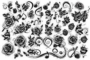 music note bouquet tattoo idea