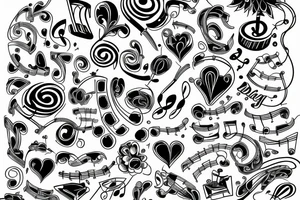 music note bouquet tattoo idea