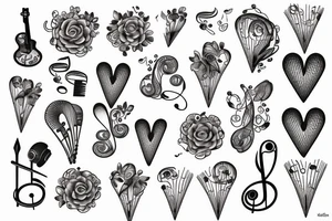 music note bouquet tattoo idea