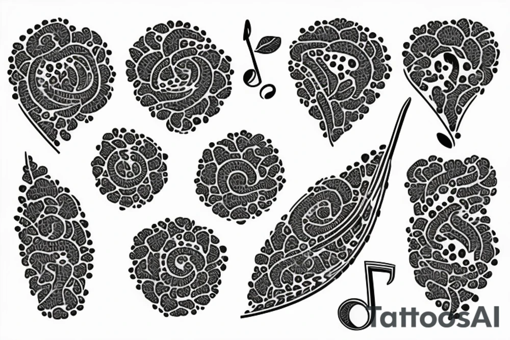 music note bouquet tattoo idea