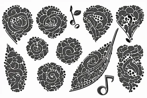 music note bouquet tattoo idea