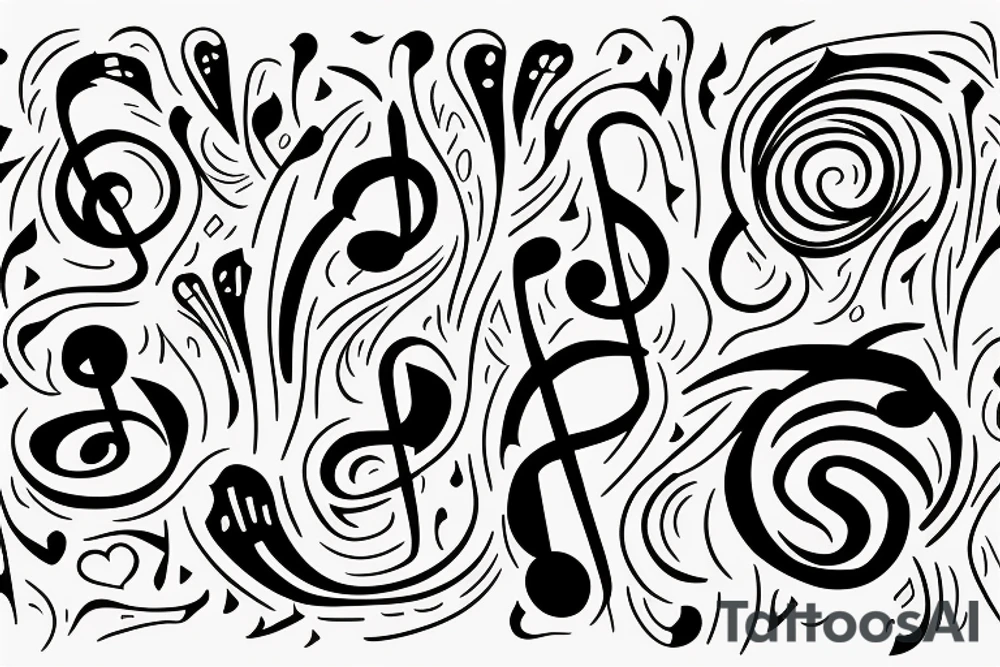 music note bouquet tattoo idea