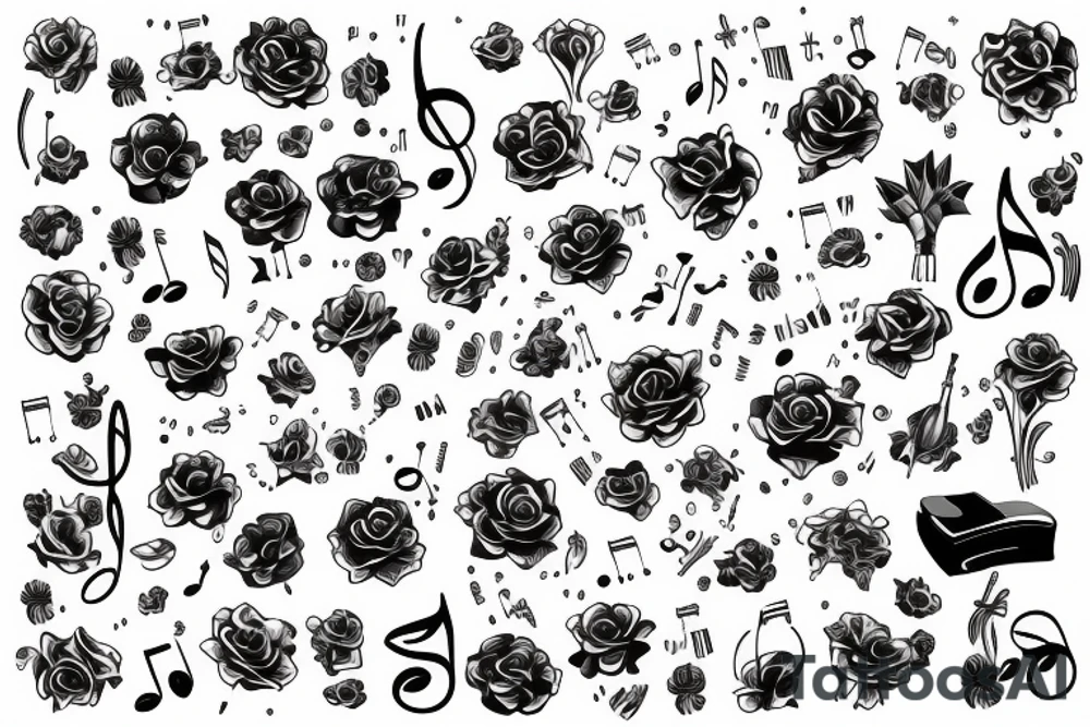music note bouquet tattoo idea
