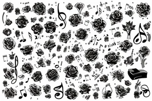 music note bouquet tattoo idea