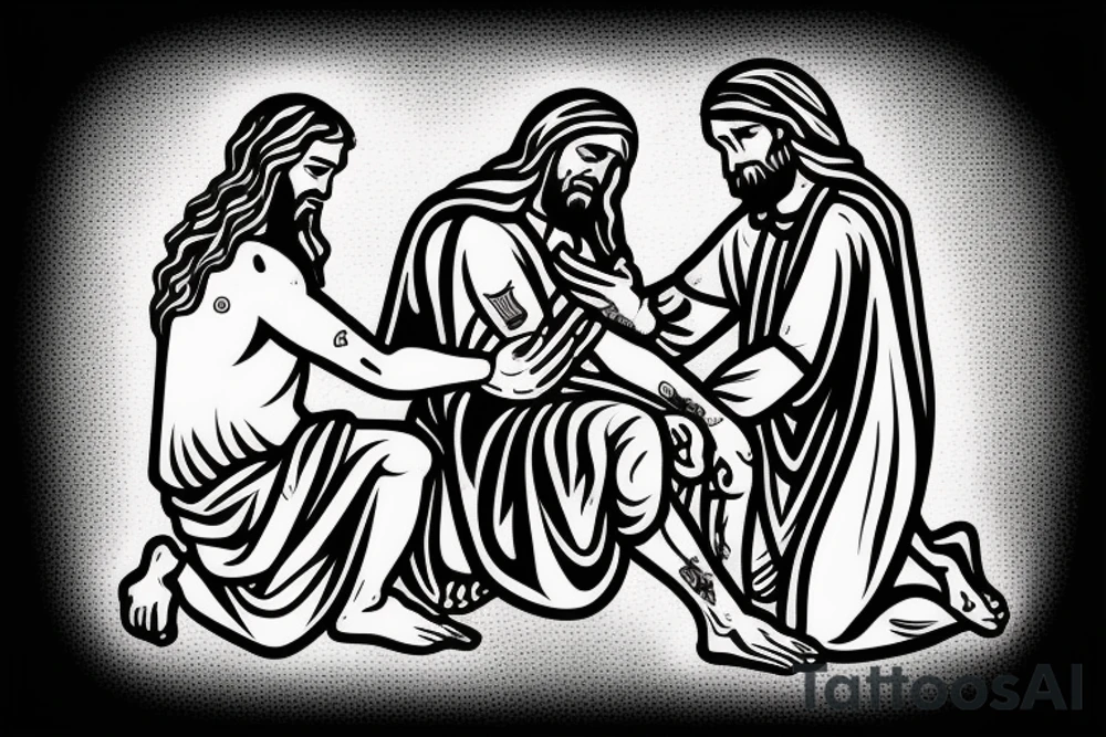 Jesus healing a man addicted to drugs. tattoo idea