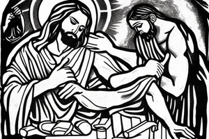Jesus healing a man addicted to drugs. tattoo idea