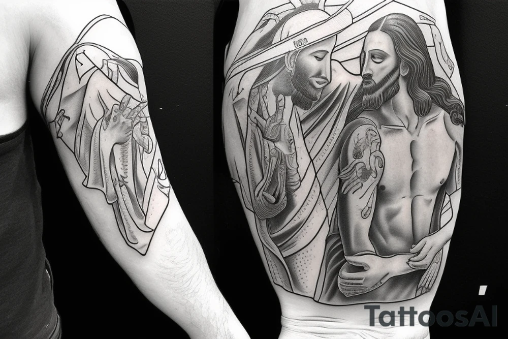Jesus healing a man addicted to drugs. tattoo idea