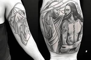 Jesus healing a man addicted to drugs. tattoo idea
