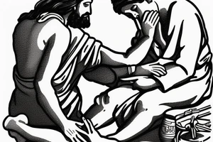 Jesus healing a man addicted to drugs. tattoo idea