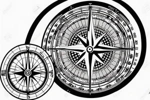 high tech compass on a map of long beach island new jersey with flounder and seabass tattoo idea