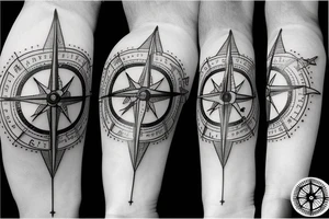 high tech compass on a map of long beach island new jersey with flounder and seabass tattoo idea
