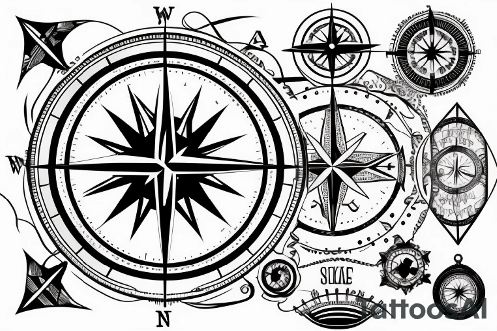 high tech compass tattoo idea