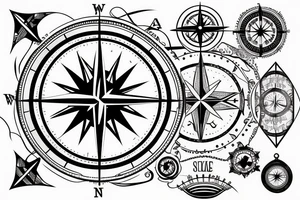 high tech compass tattoo idea
