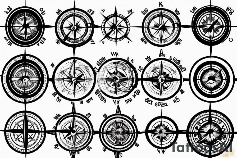 high tech compass tattoo idea