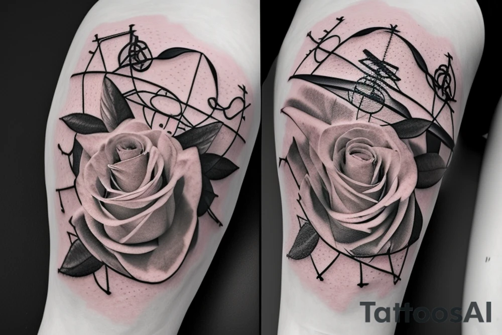 SexyBridge,guitarneck as a bridgetower ,woman,angel,cross,Cross,roses,Thorns,roman numbers,blindfolded woman,roses wrapped around a cross, time, clock time picker tattoo idea
