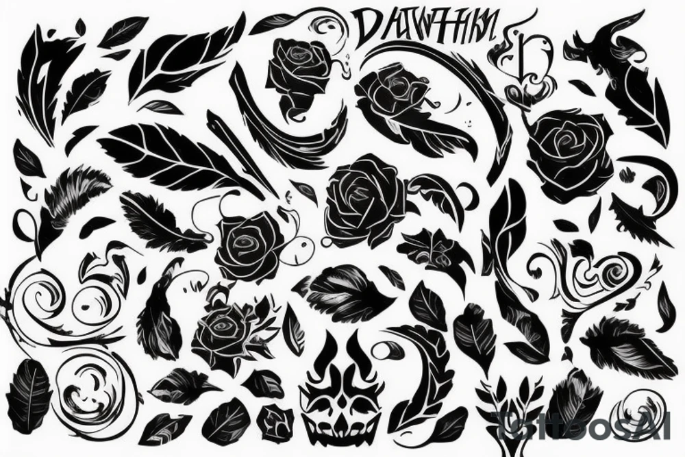 Lettering tattoo style, 7S, white background, black to red gradient, --no skin tattoo idea