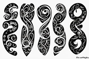 Lettering tattoo style, 7S, white background, black to red gradient, --no skin tattoo idea