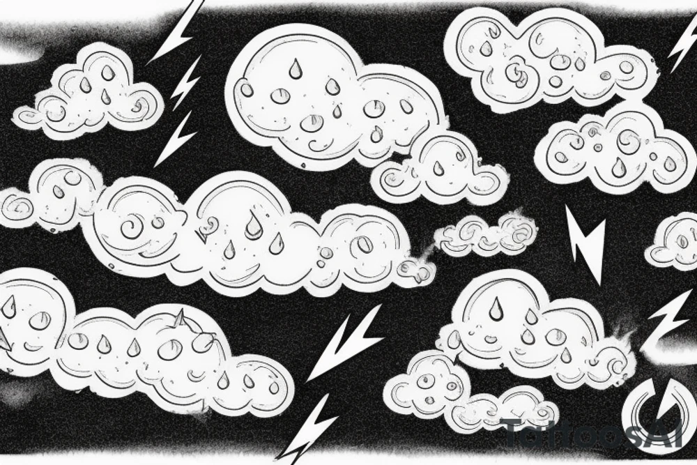 cloud with lightning and rain coming out of it tattoo idea