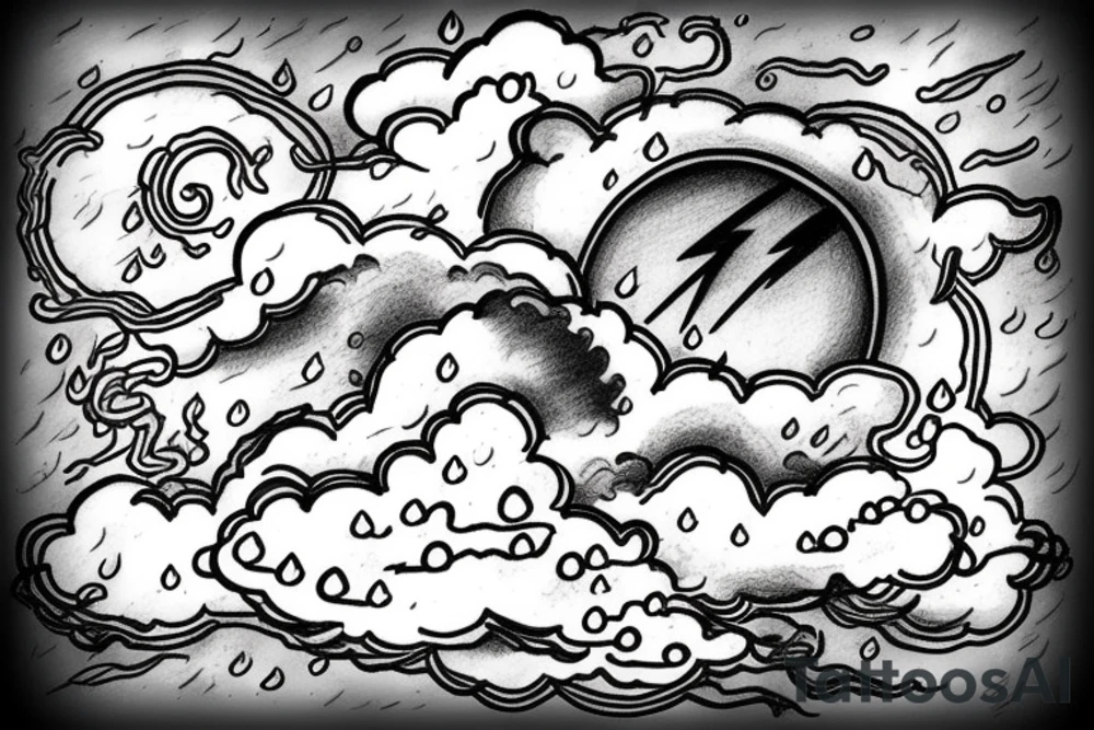 cloud with lightning and rain coming out of it tattoo idea