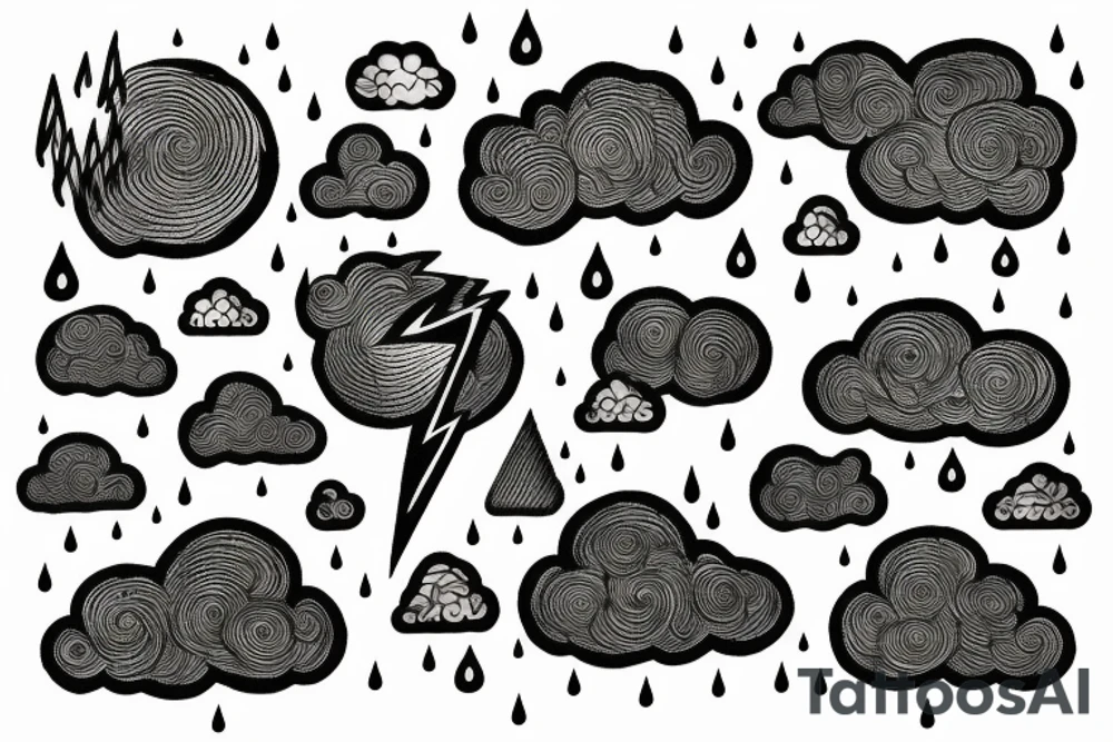 cloud with lightning and rain coming out of it tattoo idea