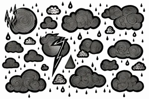 cloud with lightning and rain coming out of it tattoo idea