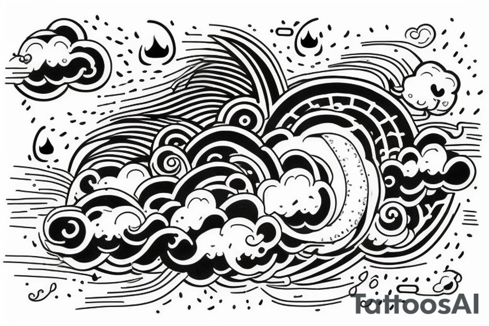 cloud with lightning and rain coming out of it tattoo idea