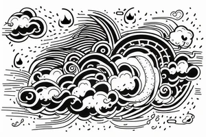 cloud with lightning and rain coming out of it tattoo idea