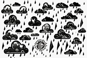 cloud with lightning and rain coming out of it tattoo idea