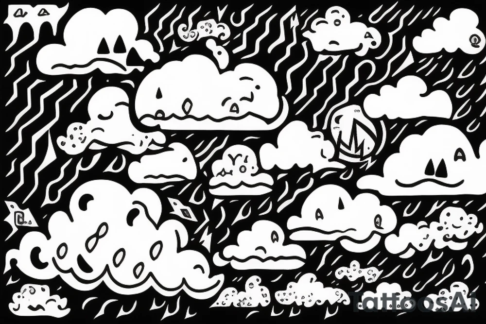 cloud with lightning and rain coming out of it tattoo idea